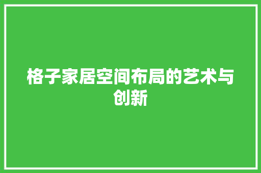 格子家居空间布局的艺术与创新