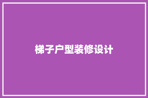 梯子户型装修设计