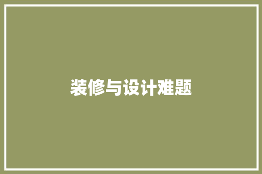 装修与设计难题