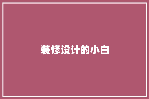 装修设计的小白