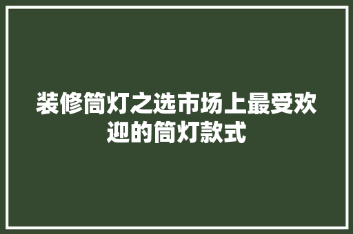 装修筒灯之选市场上最受欢迎的筒灯款式