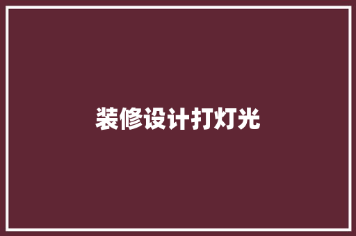 装修设计打灯光