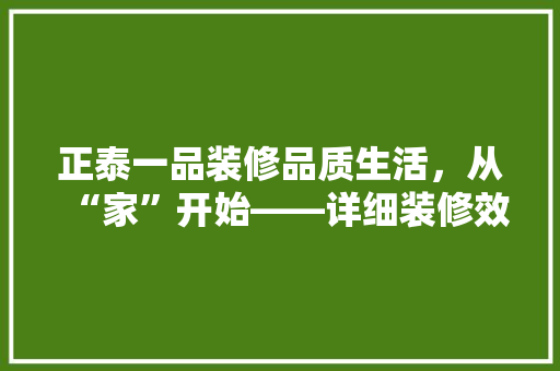正泰一品装修品质生活，从“家”开始——详细装修效果与品质