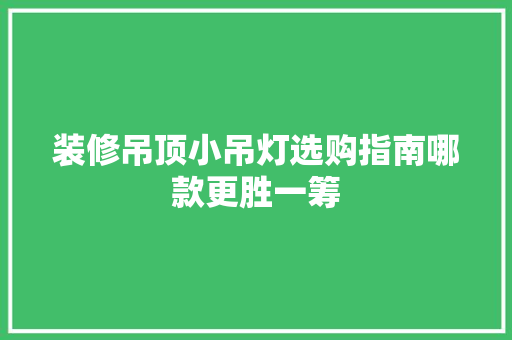 装修吊顶小吊灯选购指南哪款更胜一筹