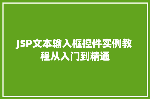 JSP文本输入框控件实例教程从入门到精通  第1张