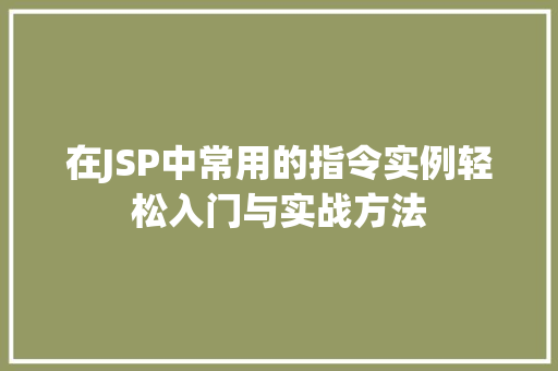在JSP中常用的指令实例轻松入门与实战方法